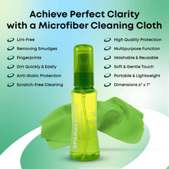 Compact travel-friendly lens cleaner kit in a small bottle package