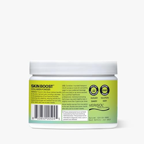 Scooping VERISOL collagen peptides powder into a cup