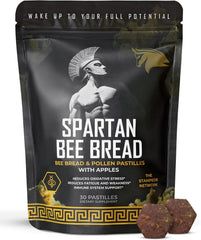 Bottle of Spartan Bee Bread Chewables on a clean white background