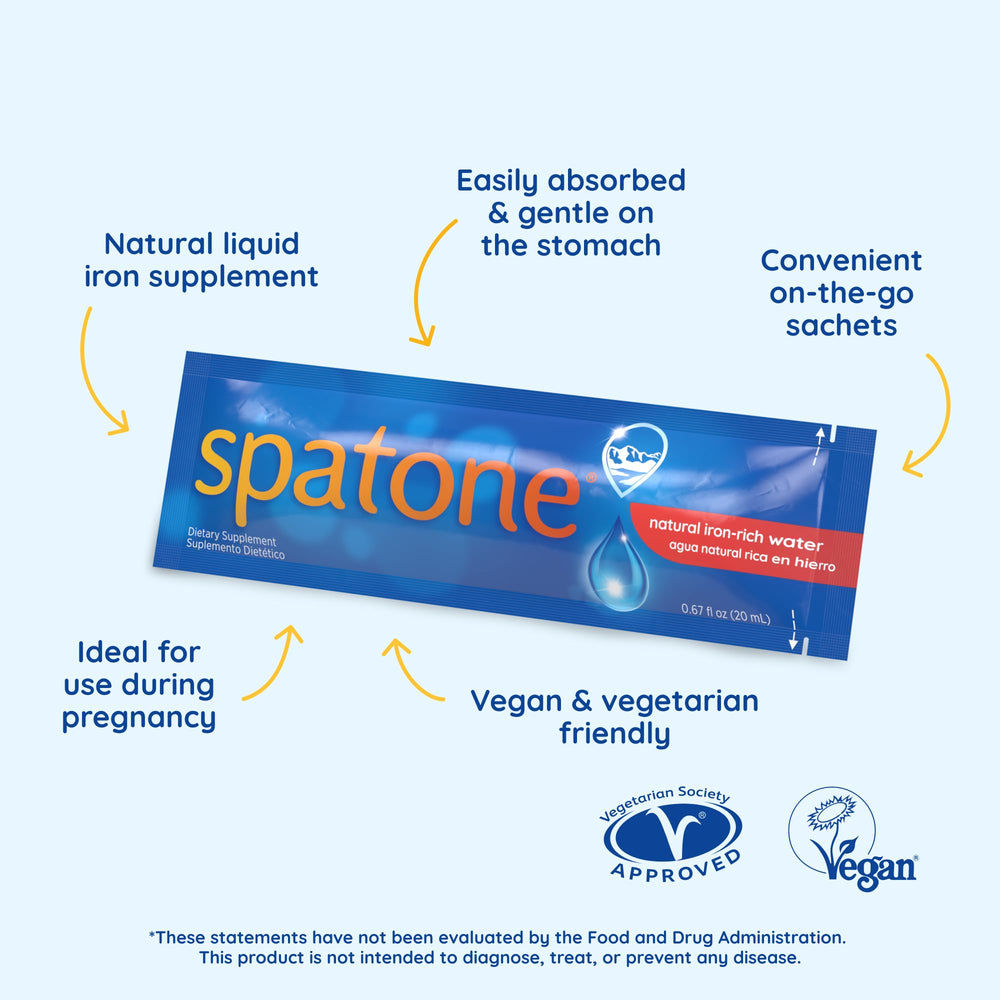 Vegan and vegetarian friendly symbols on Spatone packaging