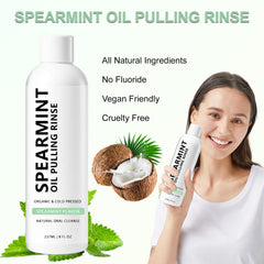 Packaging of spearmint oil pulling mouthwash 237ml