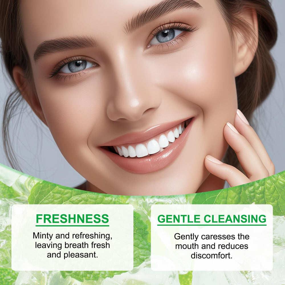 100ml bottle of spearmint oil pulling rinse on a clean background