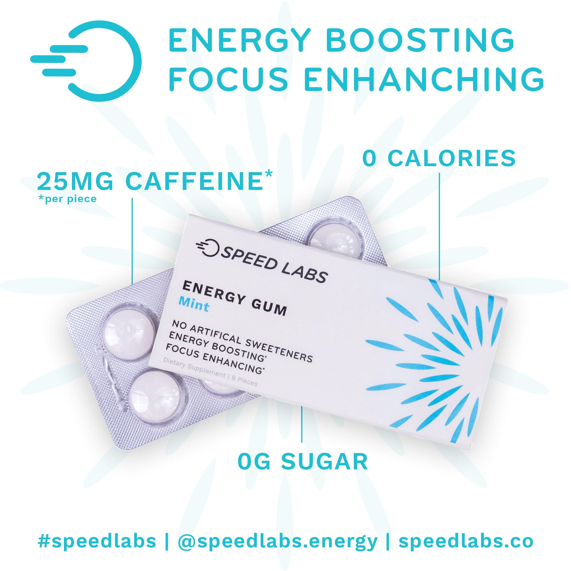 Six packs of eight Speed Labs energy gum box