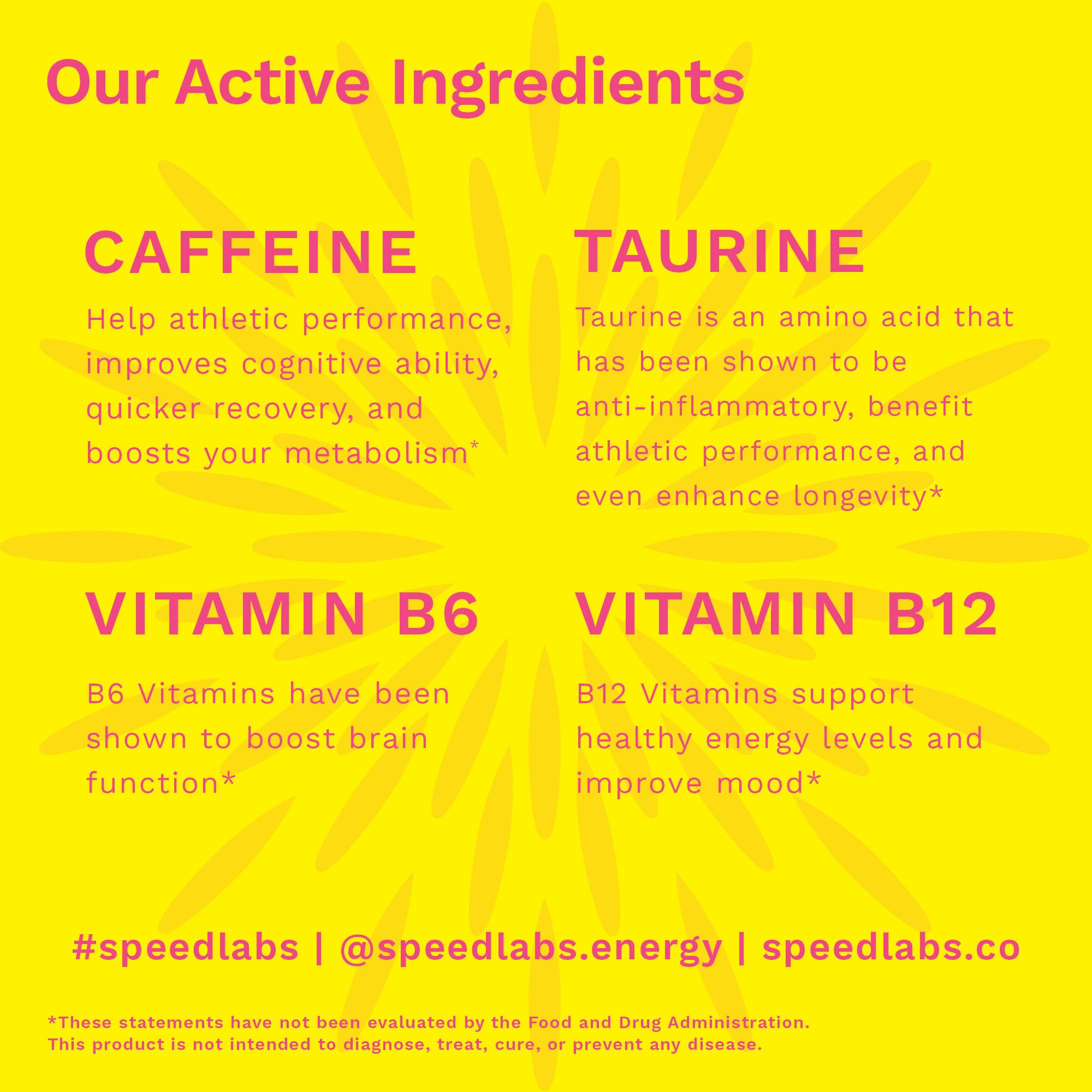Nutrition panel highlighting 25mg caffeine, 20mg taurine, B6 and B12
