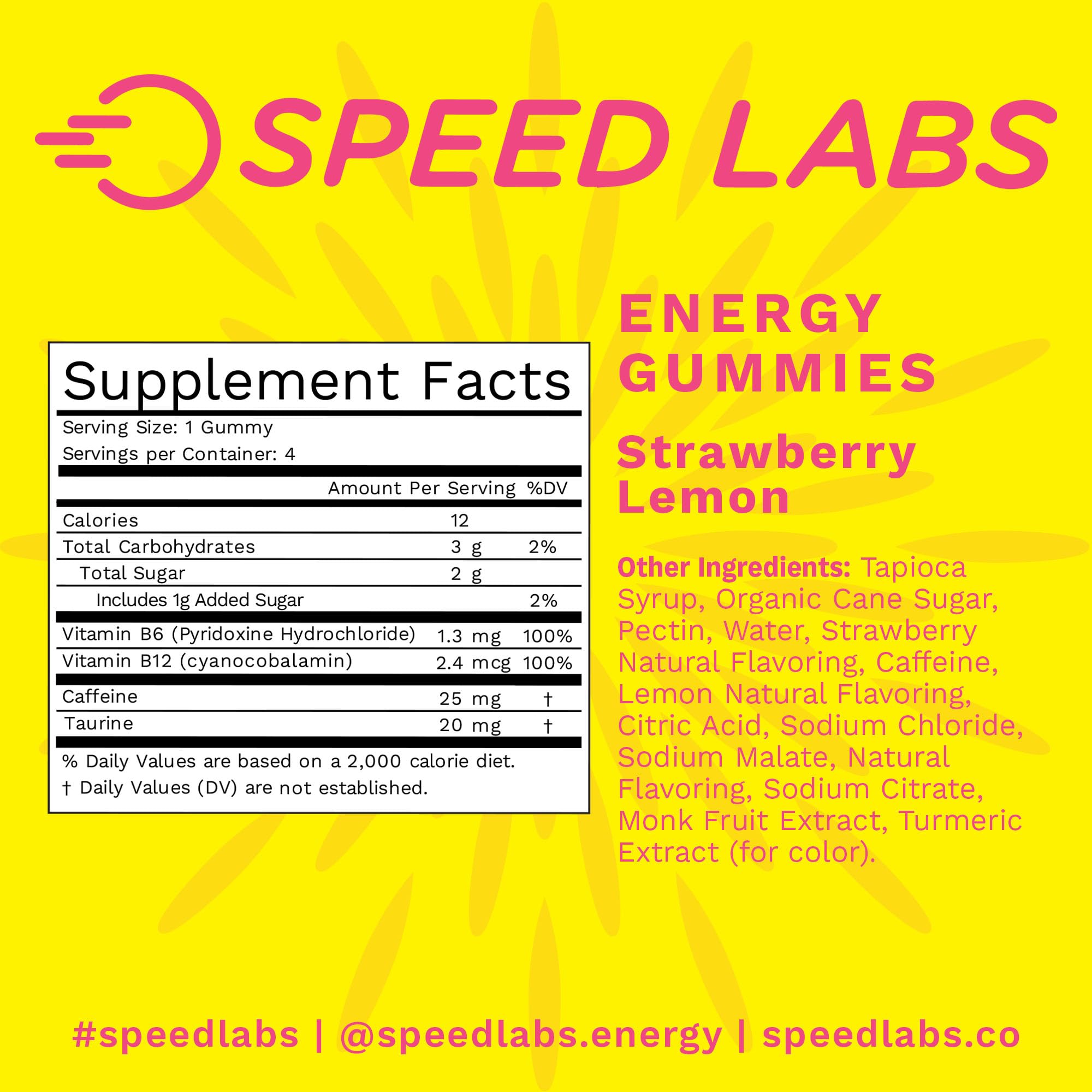 Vegan and gluten-free icons for Speed Labs Energy Gummies