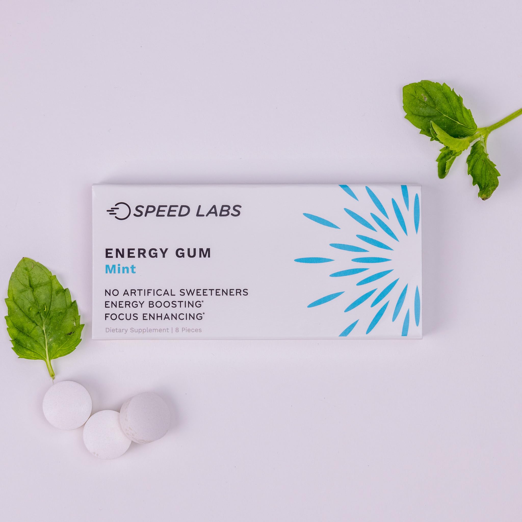 Speed Labs Mint Energy Gum pocket-friendly size for workouts and commutes.