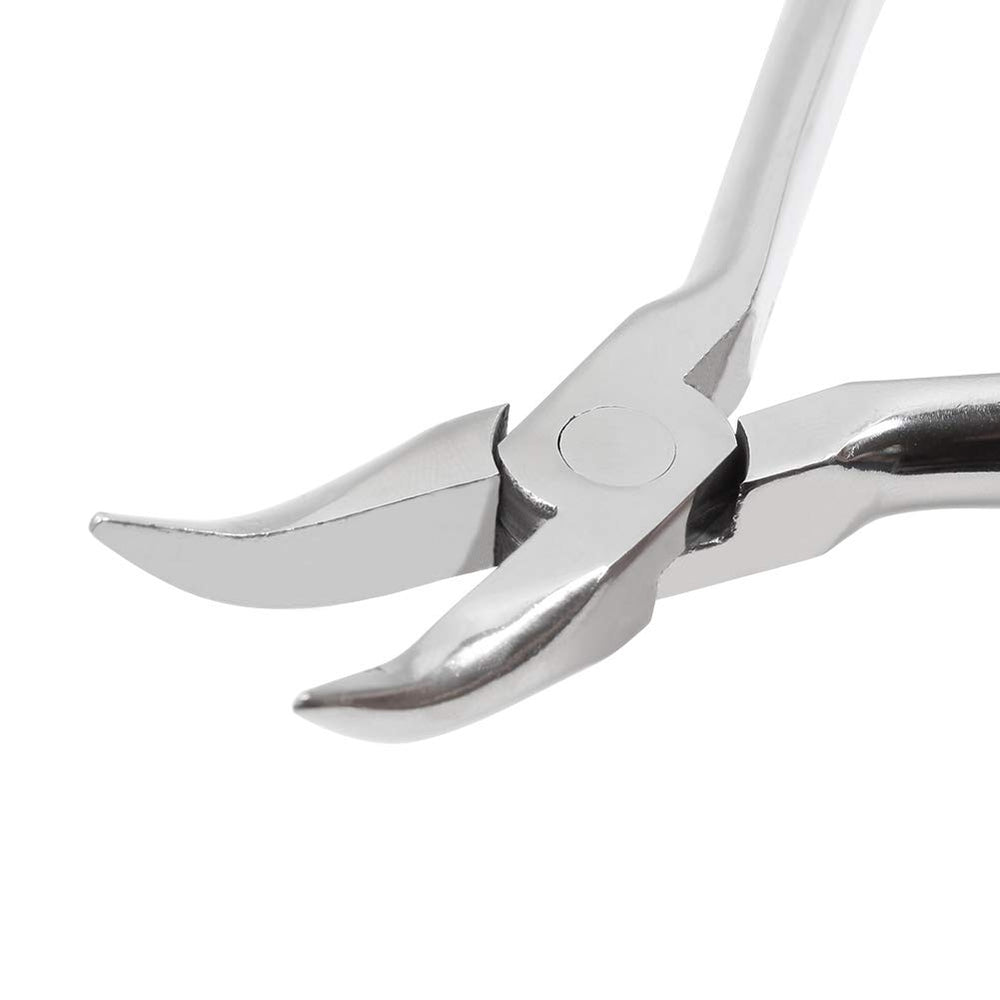 Bent nose plier for eyeglass frame adjustment