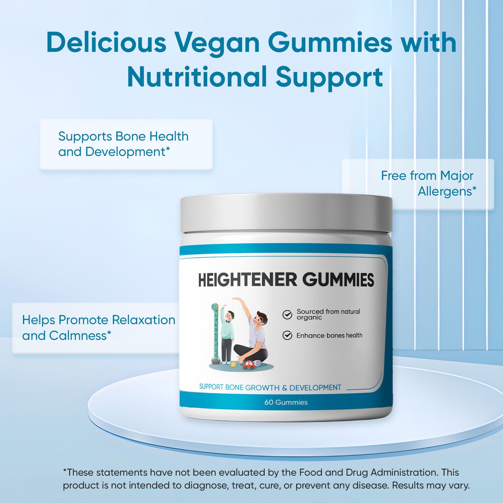 SPEORARY Heightener gummies labeled non-GMO and gluten-free for dietary flexibility