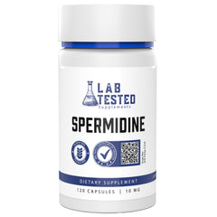 Front view of Spermidine 3HCL capsules (120 x 10 mg)