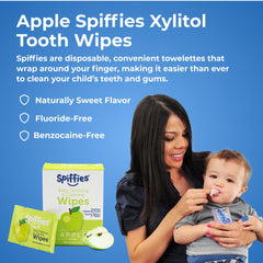 Spiffies Apple & Grape flavor baby teeth wipes close-up 002