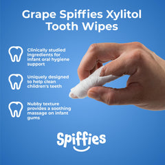 Spiffies Apple & Grape flavor baby teeth wipes close-up 003