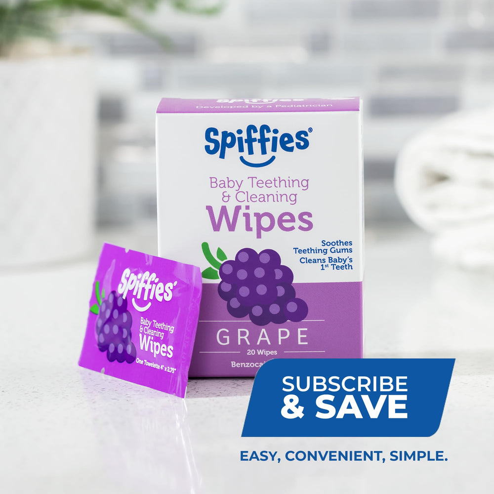Application of Spiffies baby gum cleaner on infant gums