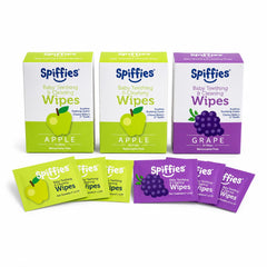 Spiffies front packaging showing apple and grape variety and xylitol benefit