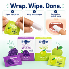 Close-up of Spiffies wipe texture gentle for delicate gums