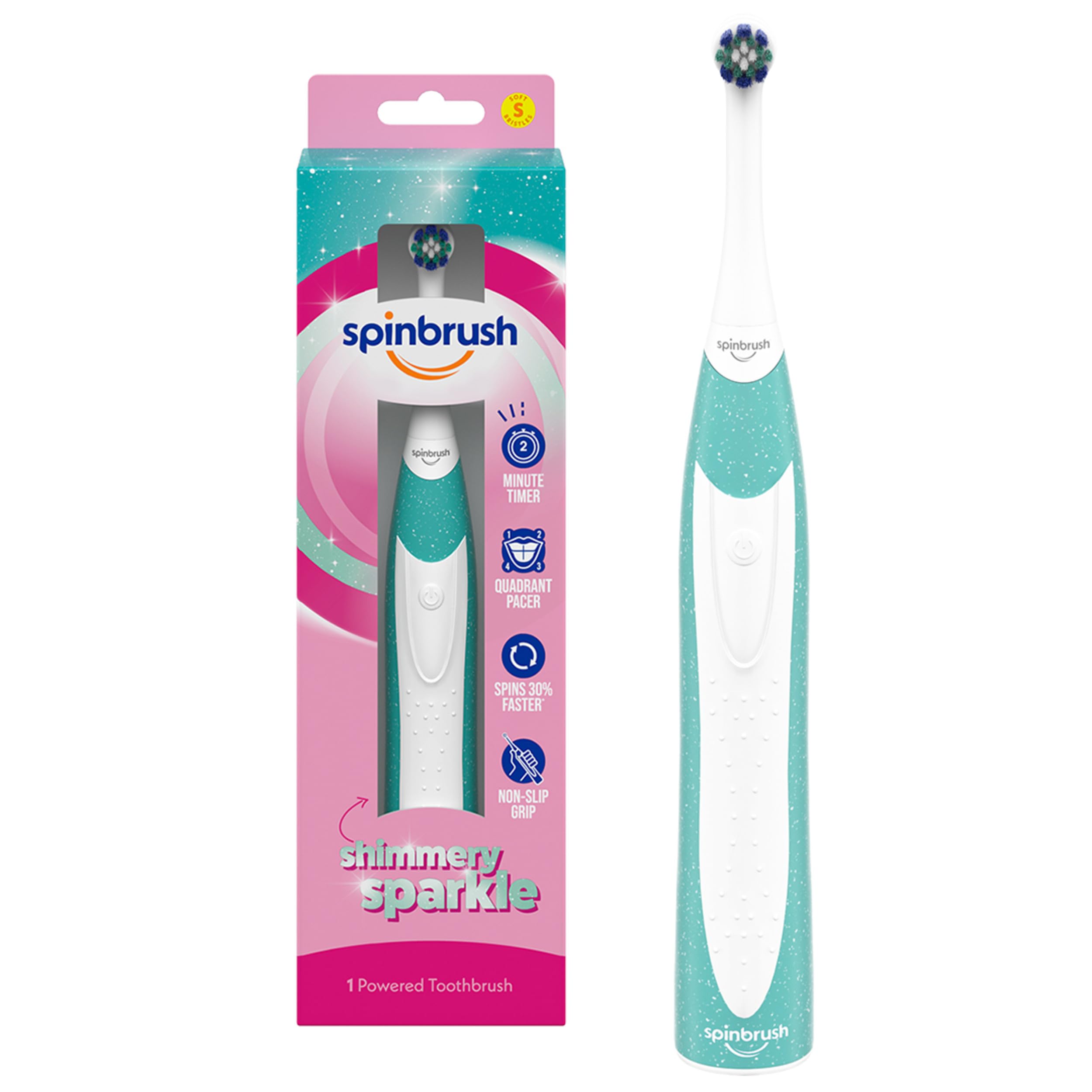 Spinbrush Kids Electric Toothbrush Shimmery Sparkle front view