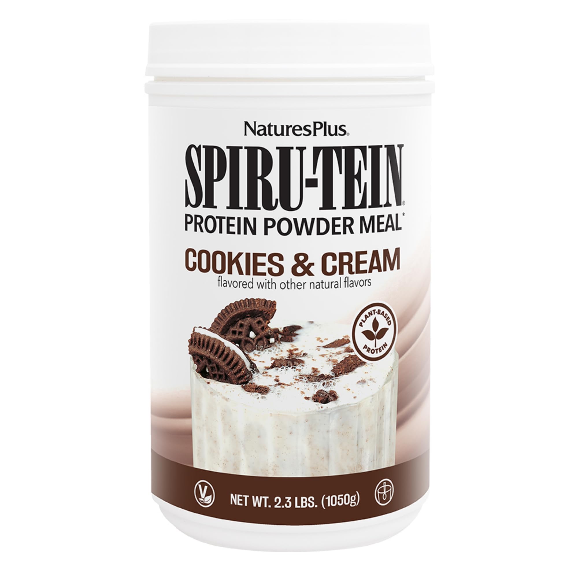 Natures Plus SPIRU-TEIN Shake Cookies & Cream 2.3 lb tub