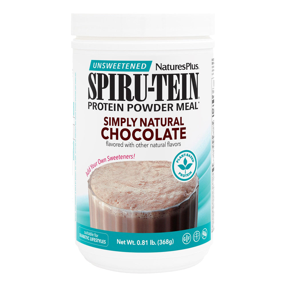 Natures Plus SPIRU-TEIN Shake Unsweetened Chocolate bottle
