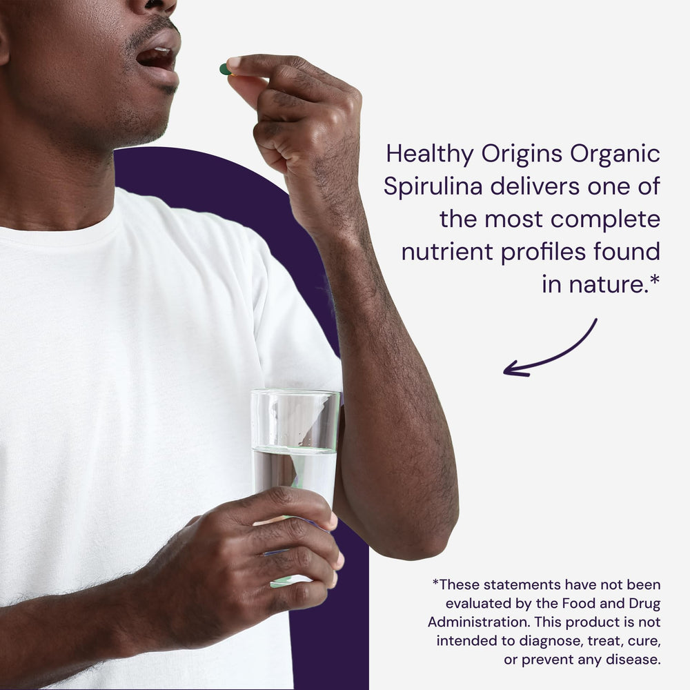 Certification icons on spirulina label