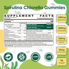 Bottle with spirulina chlorella gummies
