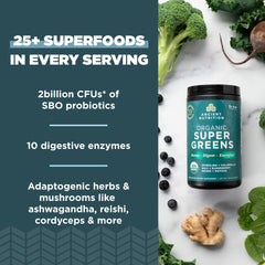 Ingredients include spirulina, chlorella, matcha and probiotics
