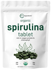 Bottle of Organic Spirulina tablets 3000mg 720 count