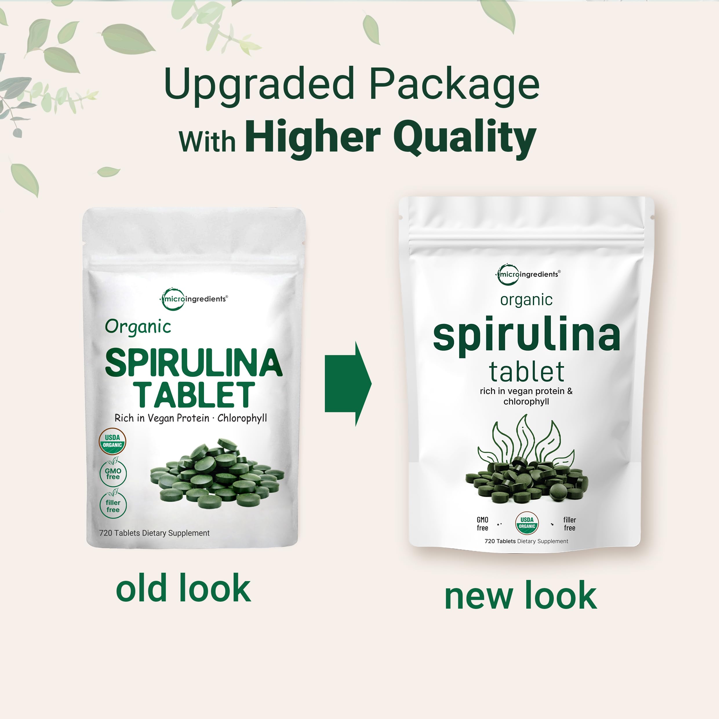 USDA Organic seal on spirulina product label