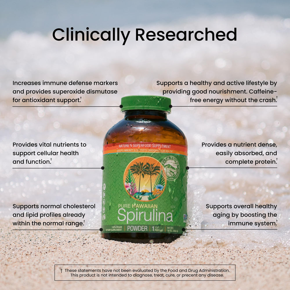 Illustration of spirulina supporting immune health and energy
