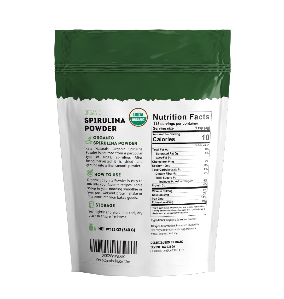 Spirulina powder used in smoothie and baking