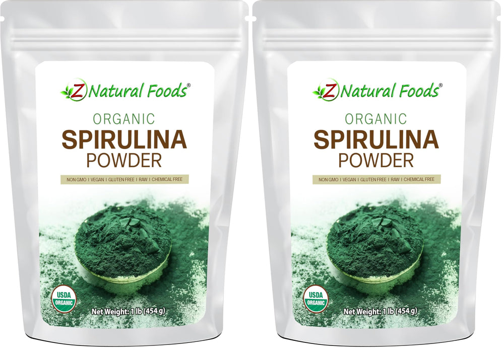 Z Natural Foods Organic Spirulina Powder – front view, pack of 2, 1 lb each