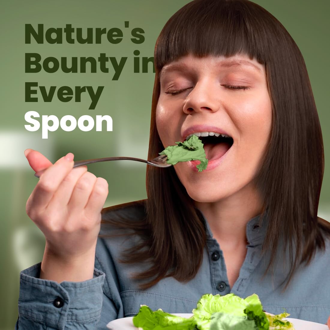 Yogurt topped with spirulina powder and vibrant color