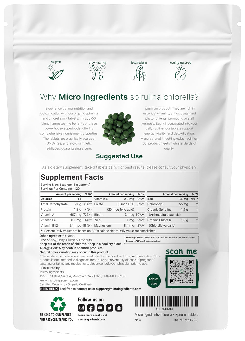 Cracked cell walls for better absorption - spirulina chlorella blend