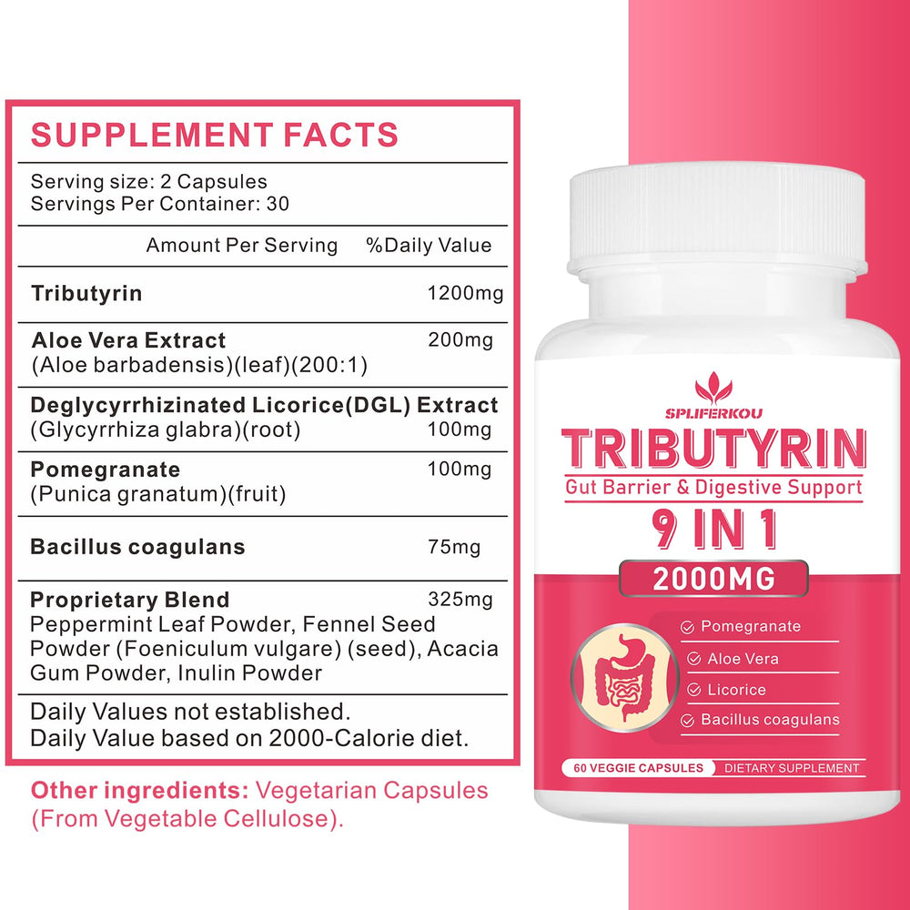 9-in-1 triglyceride ingredients panel for Spliferkou Tributyrin