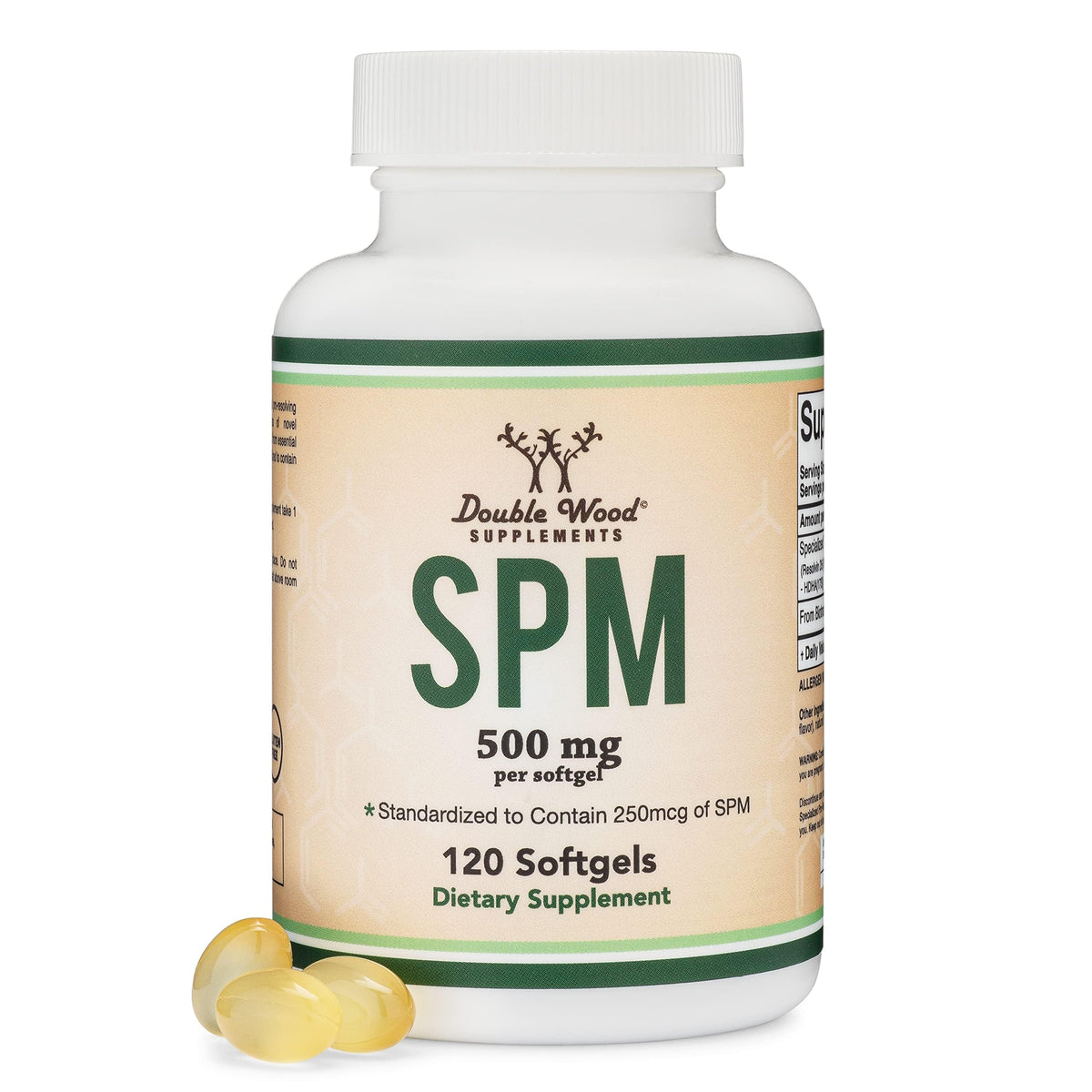 SPM Max bottle with 120 softgels and 500mg per softgel