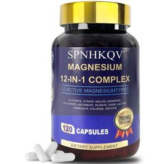 SPNHKQV Magnesium 12-in-1 Complex bottle with 120 vegan capsules