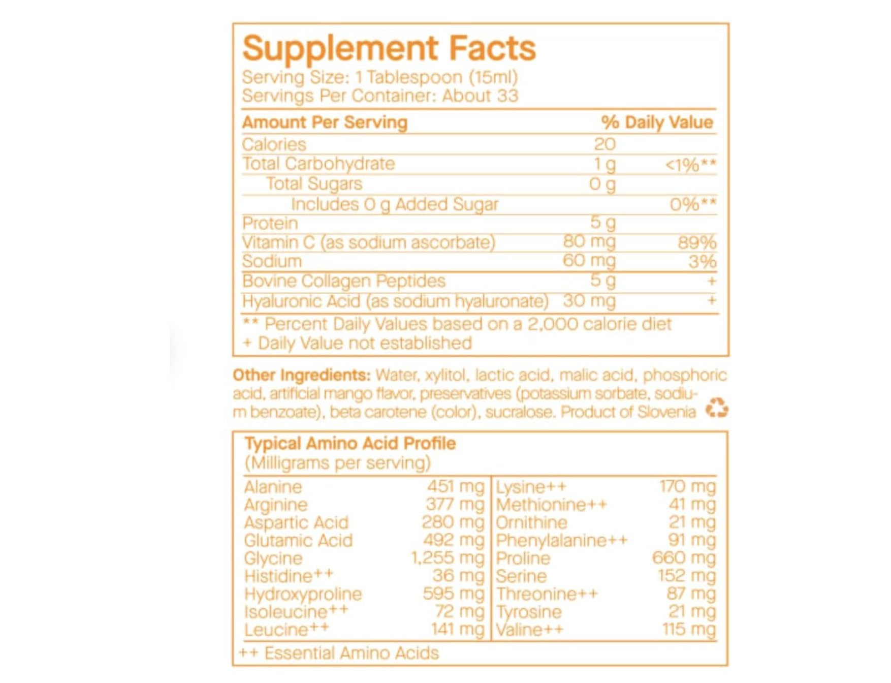Close-up of SpoiledChild E27 Pineapple Liquid Collagen label