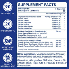 Close-up of 20B CFU per serving text on bottle