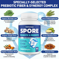 Herbal blend showing Moringa, Turmeric, and Ginger