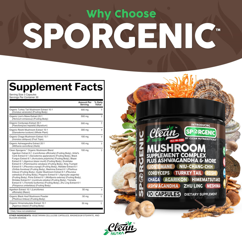 Oyster mushroom and Tremella components in Sporgenic capsules