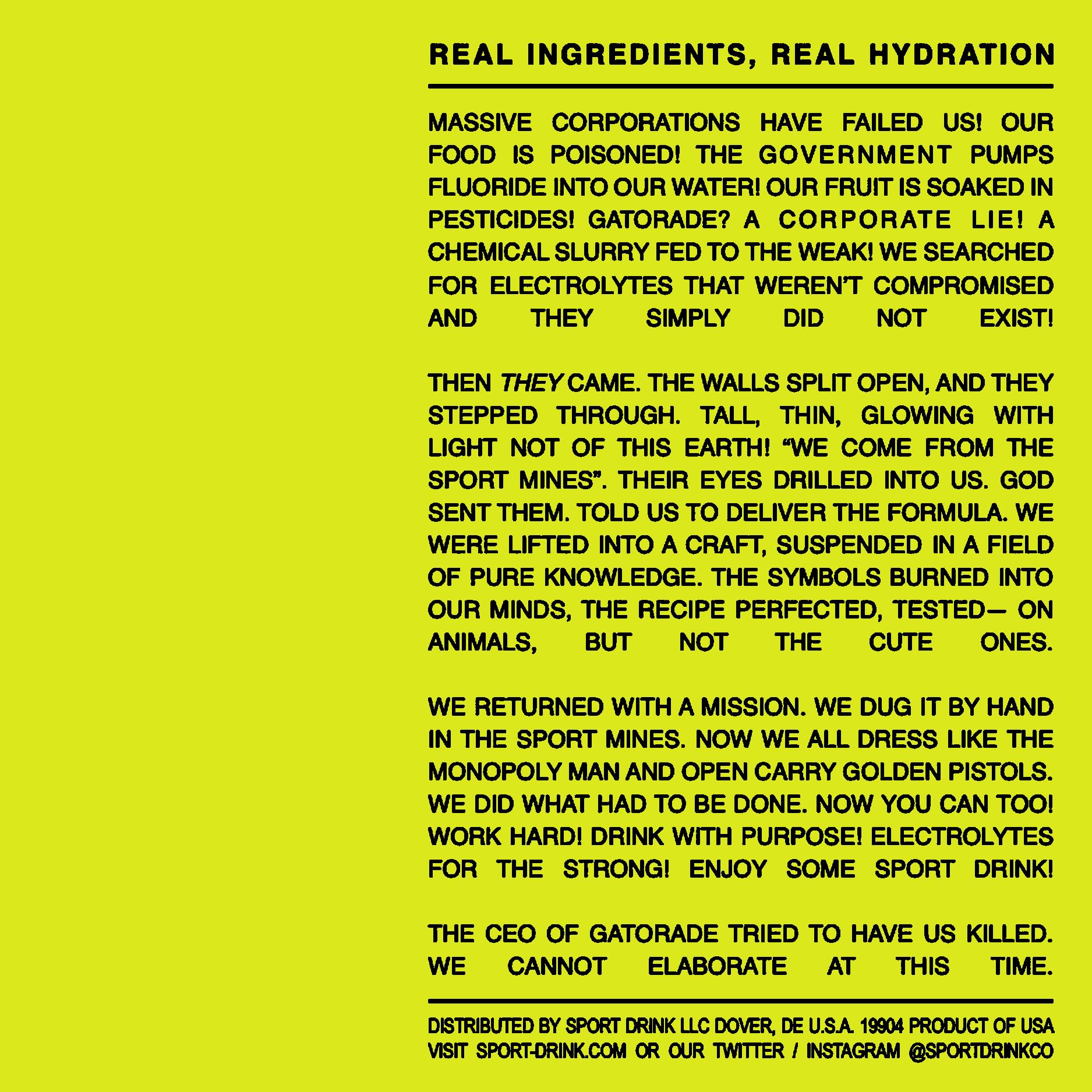 Sport Drink real fruit powder showing lemon-lime flavor.