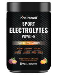 Front view of Sport Electrolytes Powder No Sugar 500g in Passion Fruit & Mango flavor