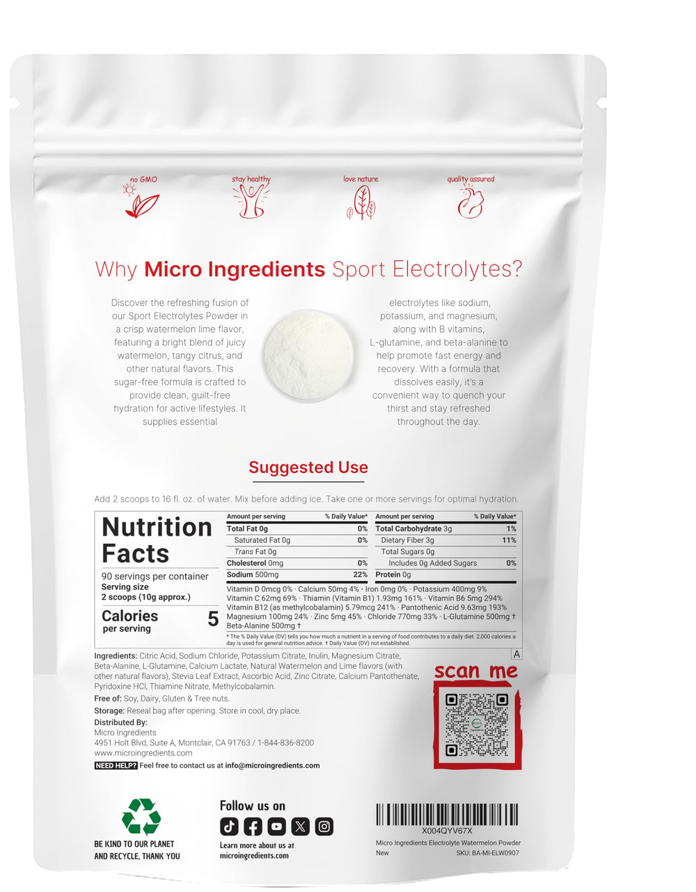 Key electrolytes sodium potassium magnesium in the powder