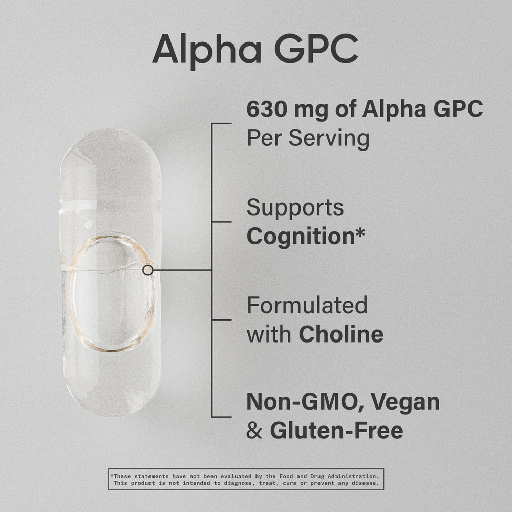Alpha GPC 630mg capsules close-up
