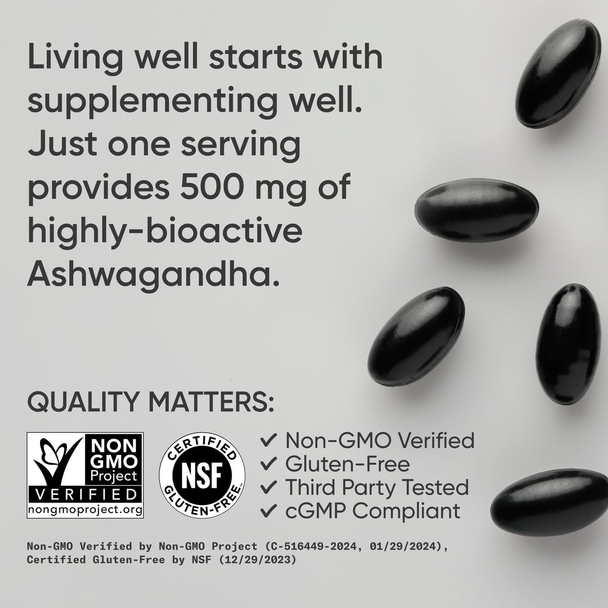 Gluten-free and vegan-friendly certification icons on packaging