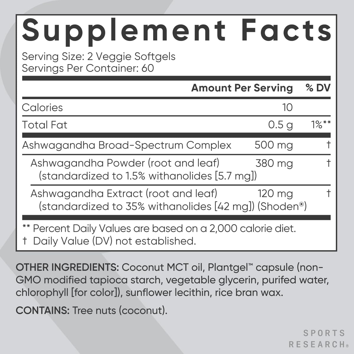 Third-party testing badge on Sports Research packaging