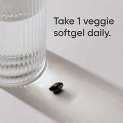 Ingredients board showing algae source and coconut oil in supplement