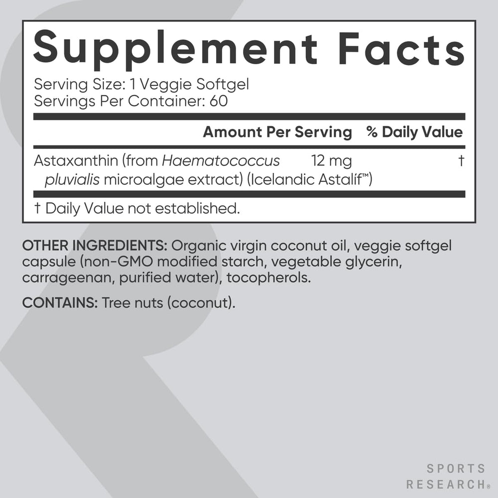 Non-GMO verified label on Sports Research astaxanthin product