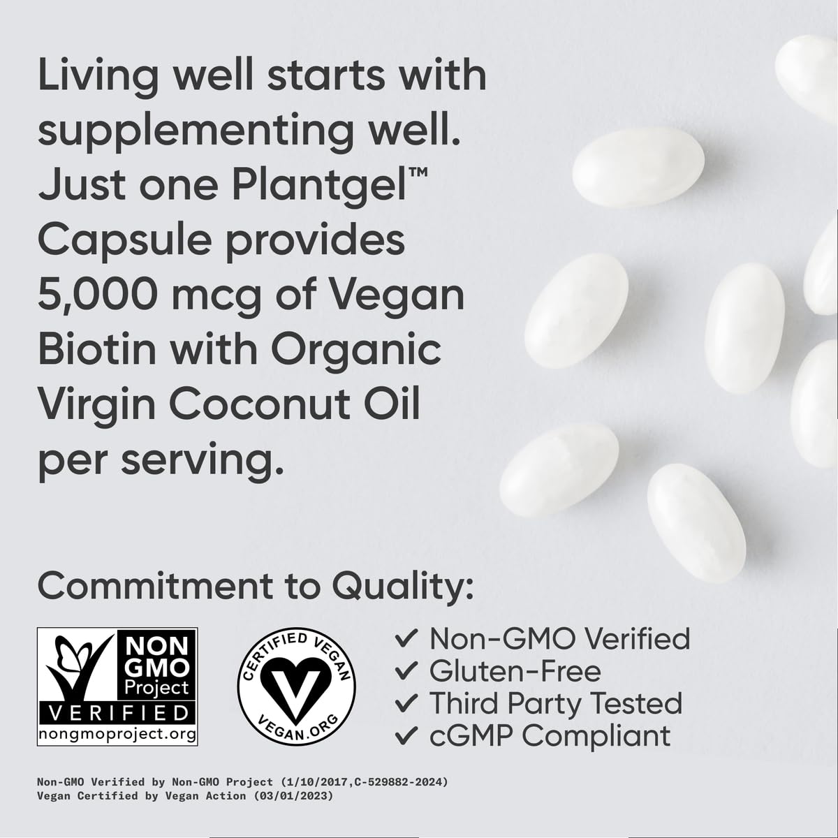 Biotin 5,000mcg ingredients and coconut oil on label