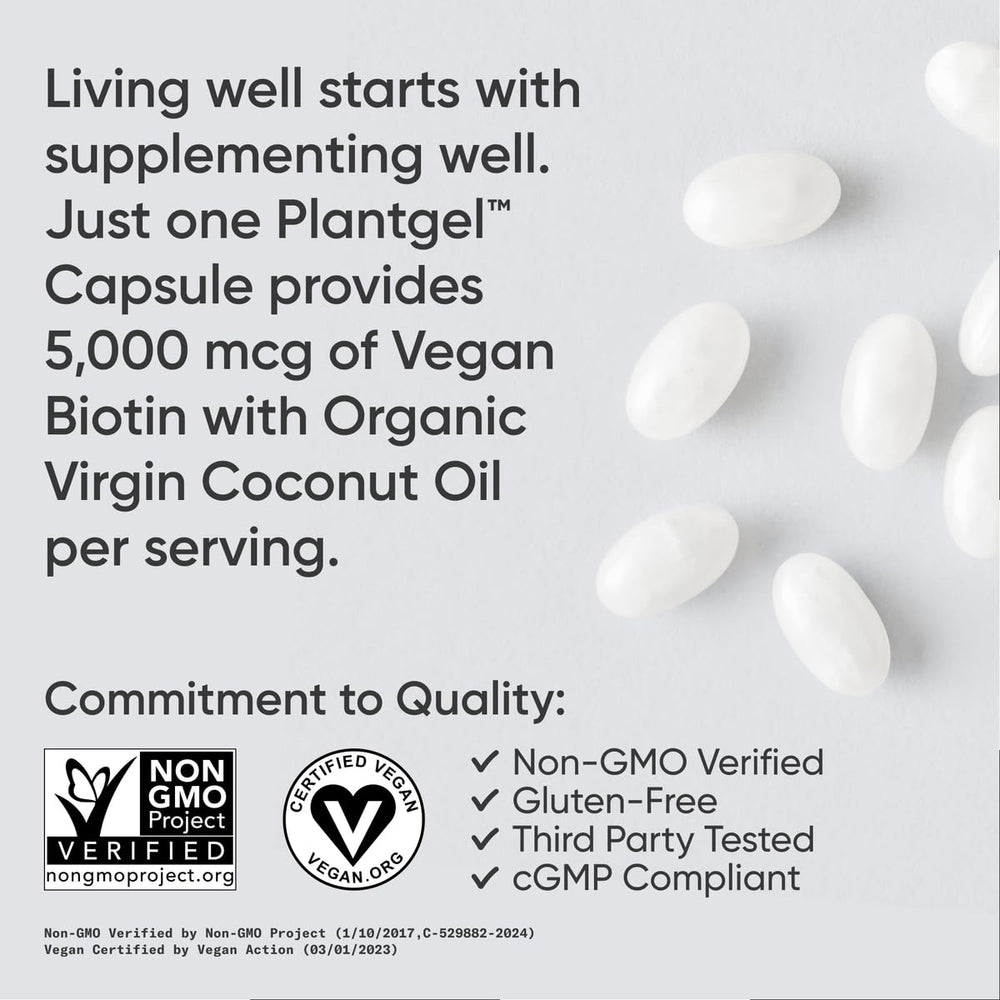 Biotin 5,000mcg ingredients and coconut oil on label