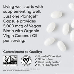 Biotin 5,000mcg ingredients and coconut oil on label