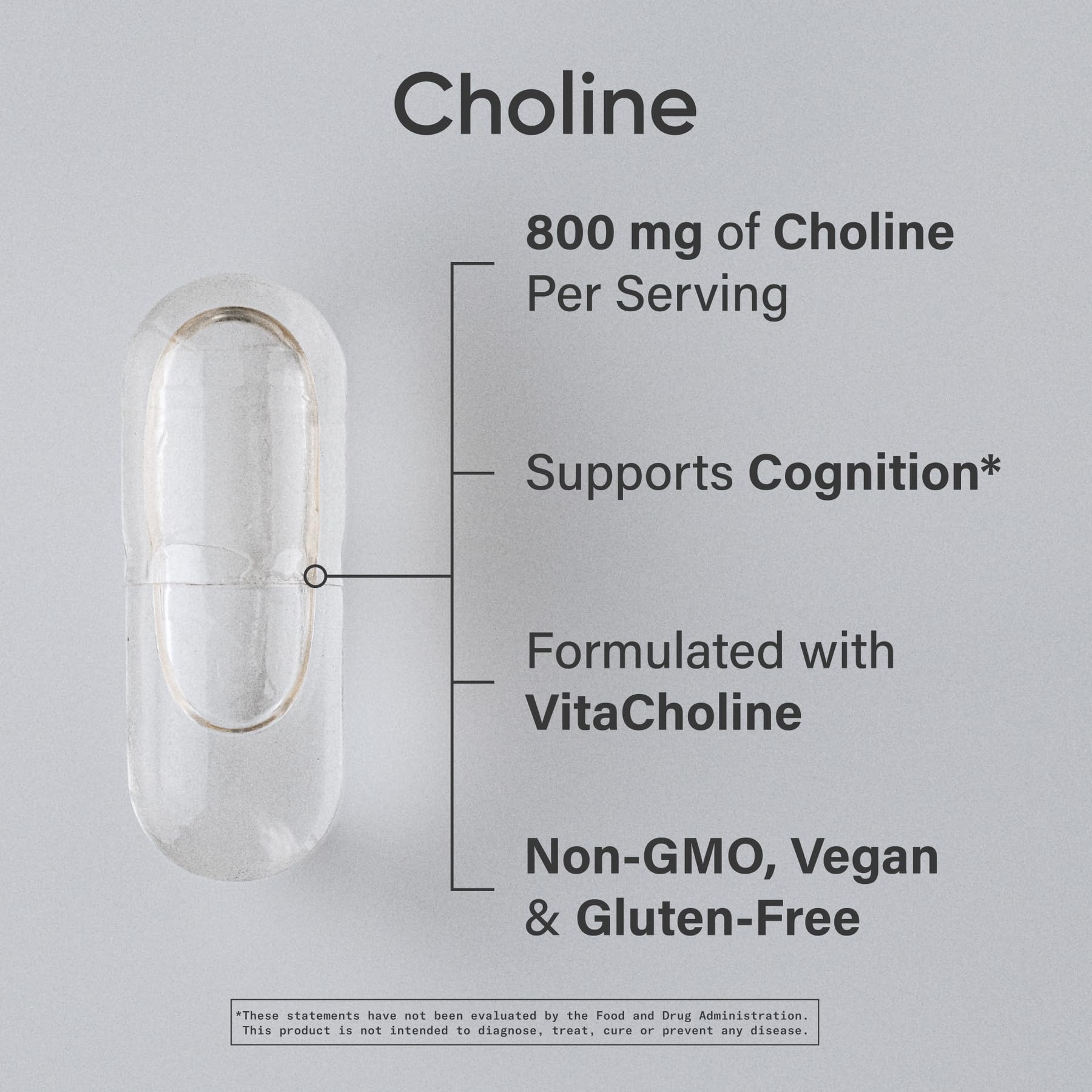 Front packaging of Sports Research Choline 800 mg bottle